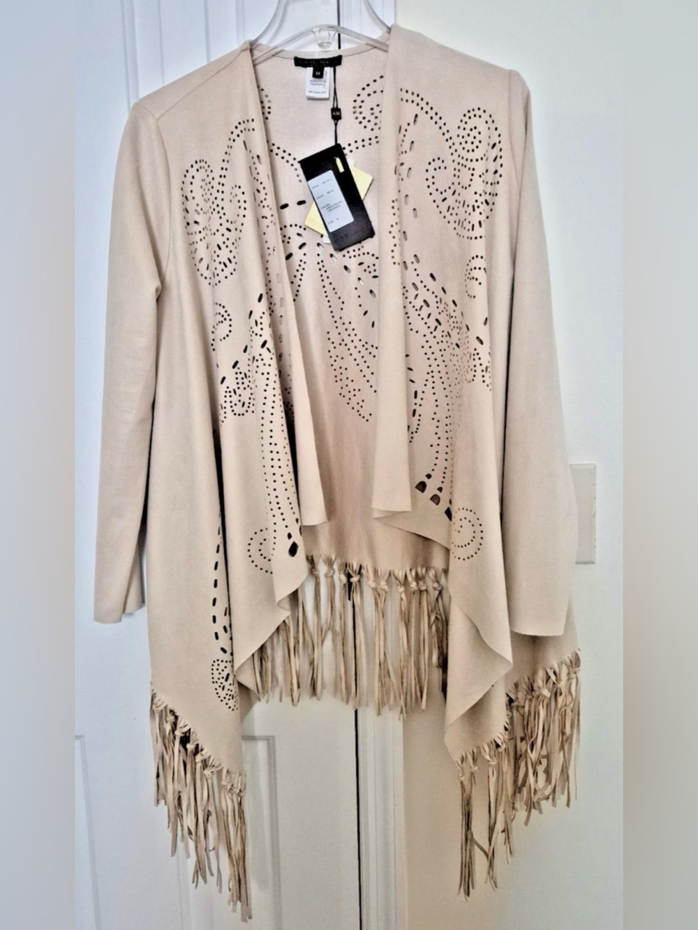 Alberto Makali | Cream Fringe Open Front Cardigan
